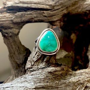 Handmade sterling silver ring. Turquoise stone